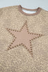 Beaded Leopard Star Applique Long Sleeve Loose Pant Set