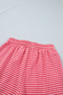 Striped Ribbed Patchwork Mock Neck Baggy Pullover Short Set