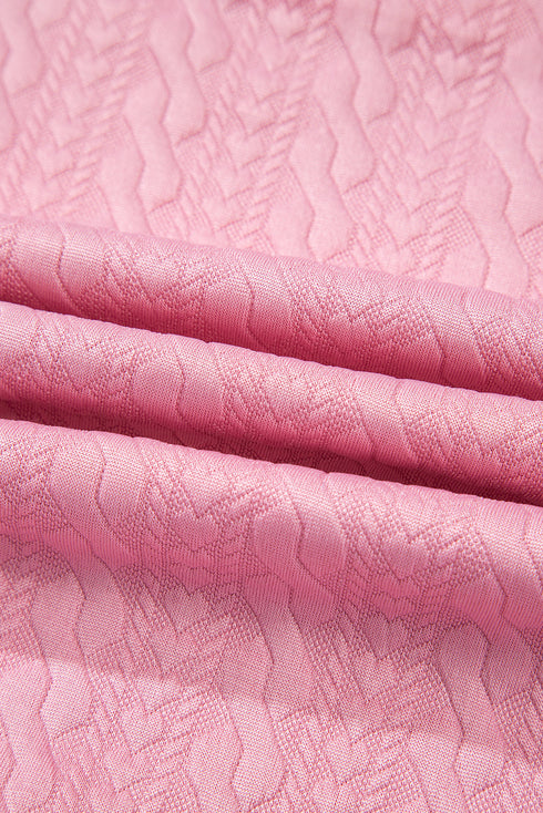 Textured Contrast Trim Crewneck Pocketed Two Piece Dress