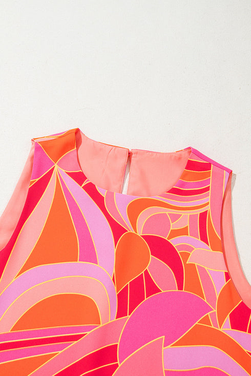 Abstract Blossoms Sleeveless Shift Dress