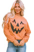 Corded Texture Jack O Lantern Graphic Sweatshirt
