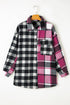Paneled Checked Button Front Plaid Shacket