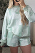 Floral Print Patchwork Drop Shoulder Baggy Pullover Drawstring Short Set