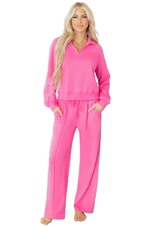 Active Collared Pullover And Central Seam Pant Set