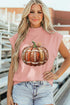 Rugby Pumpkin Graphic Mock Neck Cap Sleeve Tee