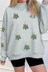 Sequin Tree Graphic Mock Neck Baggy Pullover Sweatshirt
