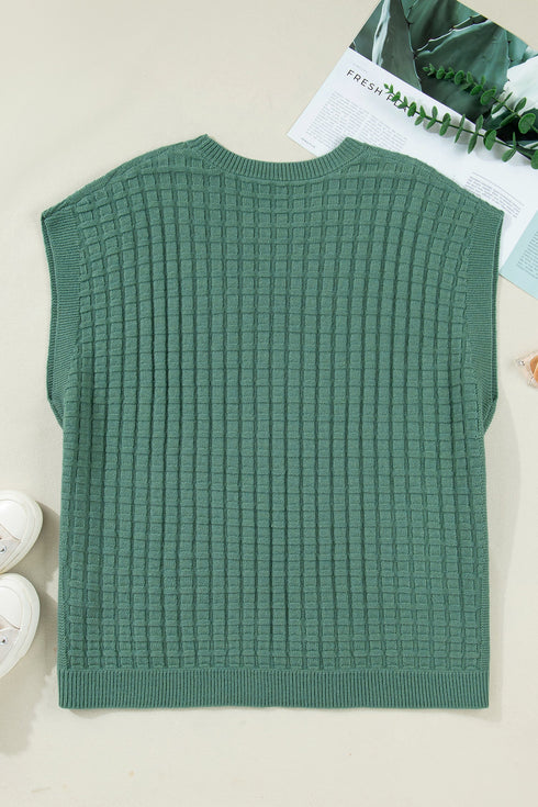 Textured Knit Short Sleeve Pullover Sweater