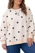 Round Neck Long Sleeve Polka Dot Sweatshirt
