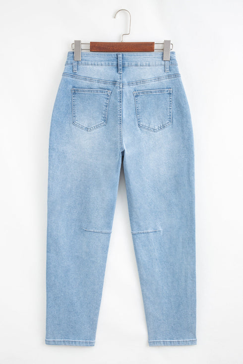 High Rise Relaxed Fit Patch Pocket Barrel Jeans
