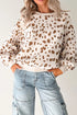 Leopard Spot Drop Shoulder Round Neck Graphic Sweatshirt