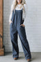 Adjustable Shoulder Straps Button Detail Corduroy Jumpsuit