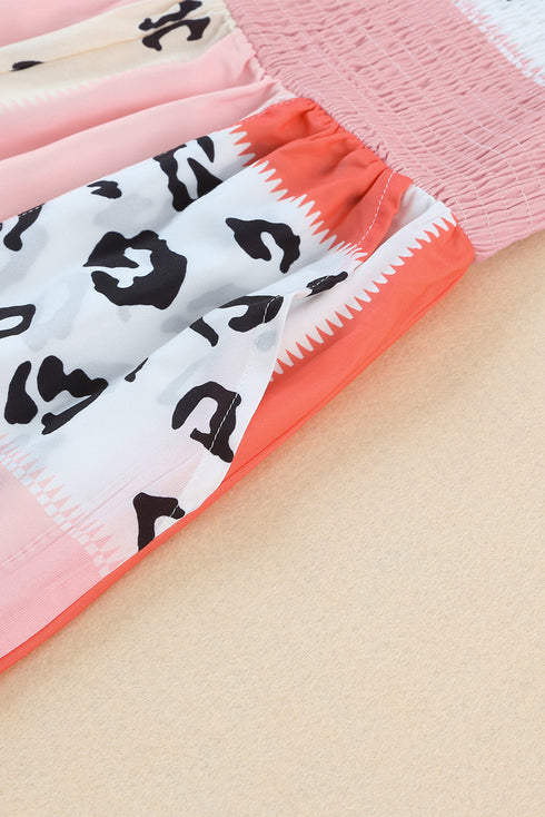 Leopard Mixed Print Western Pocketed Jumpsuit