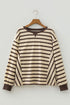 Striped Pattern Patchwork Ribbed Cuff Pullover Sweatshirt