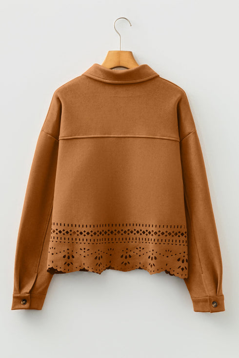 Faux Suede Western Retro Hollowed Detail Jacket