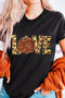Sequin Pumpkin Leopard Print Love Graphic Tee