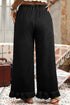 Elastic Waist Ruffled Wide Leg Denim Pants