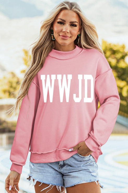 Wwjd Amen Double Sided Printed Mock Neck Reversible Sweatshirt