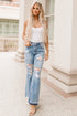 Distressed High Waisted Denim Southern Belle Flare Jeans