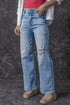 Chic High Rise Distressed Wide Leg Denim Jeans