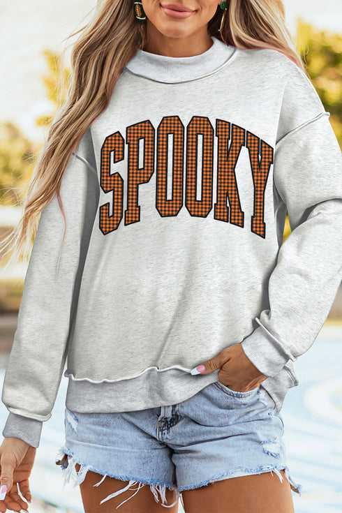 Polyester Slogan Print Mock Neck Reversible Sweatshirt