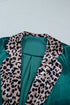 Leopard Print Velvet Lapel Collar Open Front Cardigan
