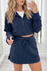 Long Sleeve Zip Up Top Elastic Waist Skort Dress Set