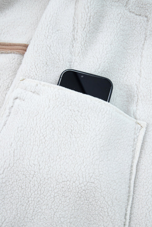 Modern Faux Suede Sherpa Lined Lapel Collar Vest