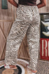 Western Print Zebra Pattern Elastic Waist Pocket Full Length Pants