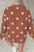 Mock Neck Polka Dot Print Oversized Tunic Sweatshirt
