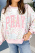 Pray Lettering Floral Mixed Print Patchwork Graphic Sweatshirt
