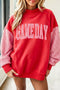 Plaid Pattern Sleeve Mock Neck Graphic Sweatshirt