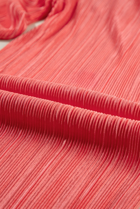 Solid Ruffle Tiered Cami Pleated Wide Leg Pant Sets