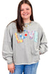 Letter Graphic Long Sleeve Patch Embroidery Tunic Top