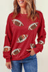 Game Day Sequin Football Graphic Pullover Sweatshirt
