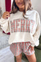 Coordinated Plaid Pattern Long Sleeve Short Set