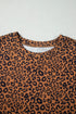 Leopard Print Long Sleeve Top Relaxed Pant Set
