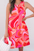 Abstract Blossoms Sleeveless Shift Dress