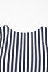 Striped Knot Cutout Ruffle Sleeve High Waisted Swimsuit