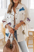 All Over Sequined Animal Print Textured Shirt Jacket