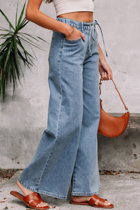 Exclusive Washed Super Wide Leg Denim Jeans