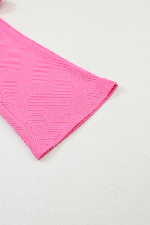 Exclusive Ribbed Textured Wide Leg Casual Pant Set