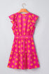 Polka Dot V Neck Ruffled A Line Mini Dress