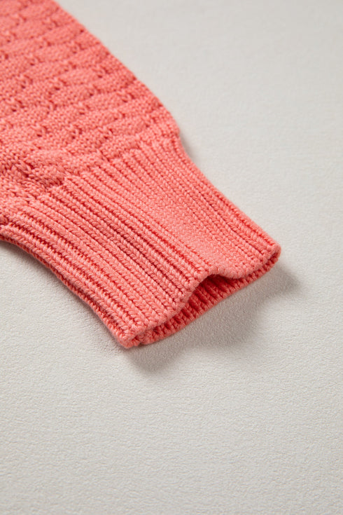 Drop Shoulder Ribbed Knit Long Sleeve Sweater