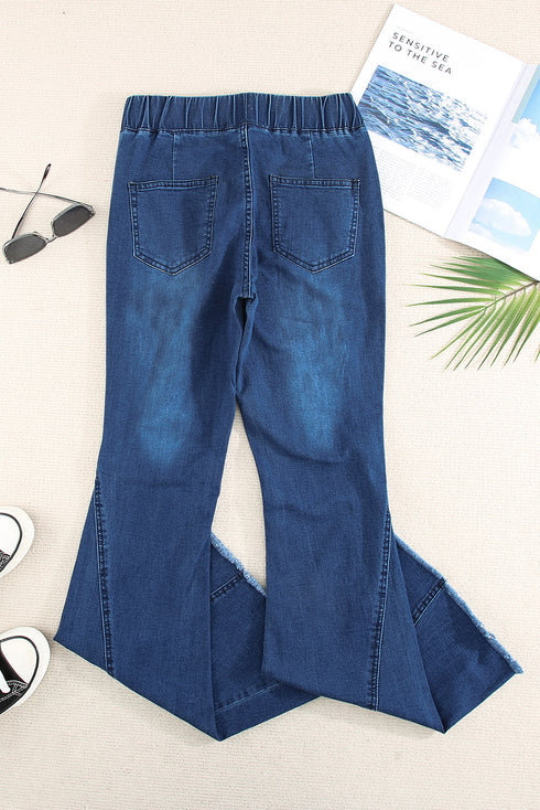 Exclusive Distressed Bell Bottom Flare Denim Jeans