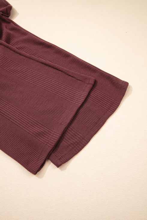 Textured Ribbed Ruffle Tank Top Wide Leg Pant Set