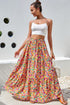 Bohemian Floral Print Tiered A Line Long Skirt