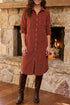 Long Sleeve Button Down Corduroy Midi Dress