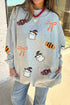 Sequin Ghost And Candy Graphic Pullover Sweatshirt
