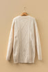 Long Sleeve Cable Knit Crew Neck Sweater Dress