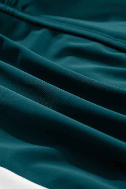 Ruched Side Tie Strap Leaf Print Tankini Set